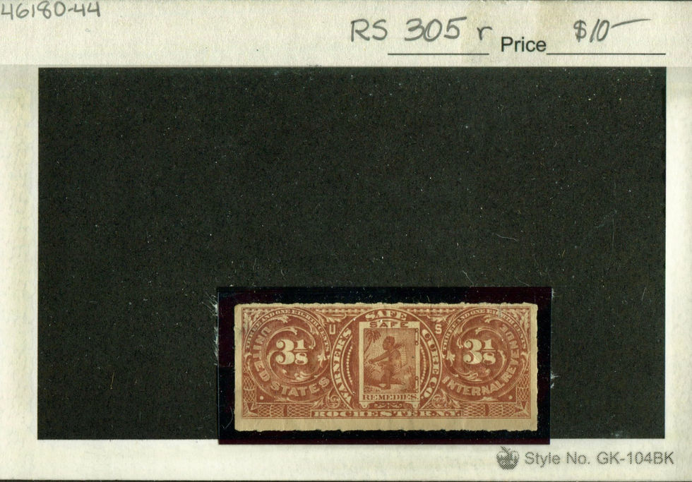 RS305r Warner's Safe Cure Remedies Private Die Medicine Stamp