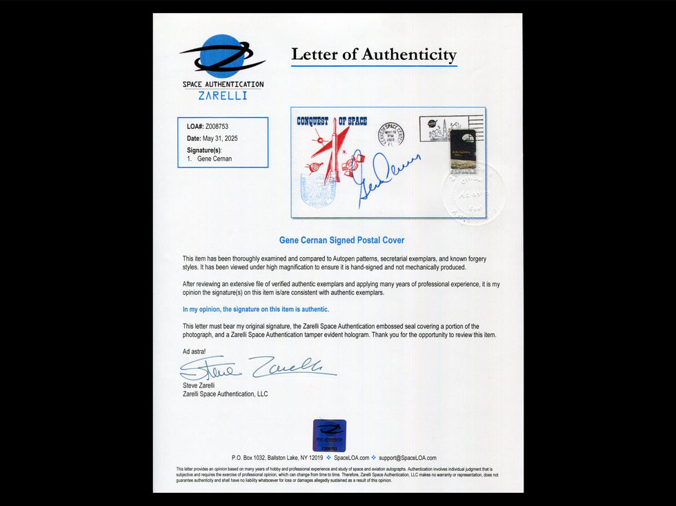 GENE CERNAN signed Apollo 10 1969 Space Cover w/LOA