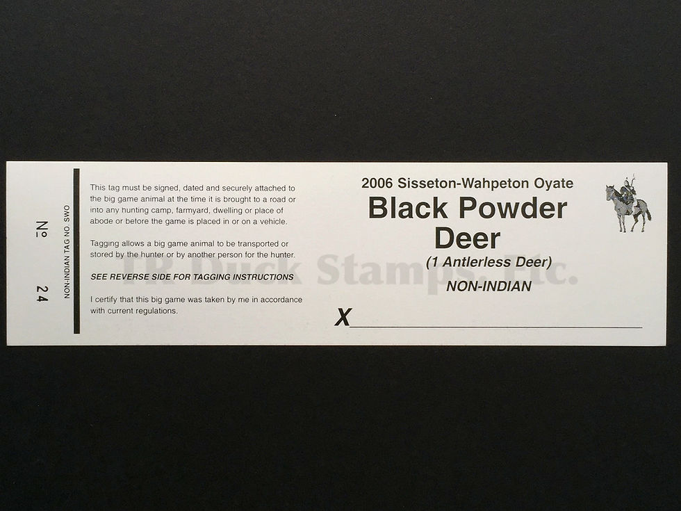 LTD153 Lake Traverse 2006 Black Powder Non-Indian Tag