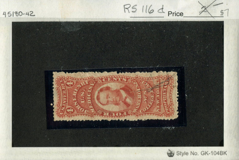 RS116d John F. Henry 4c Private Die Medicine Stamp - Red, Inverted Design