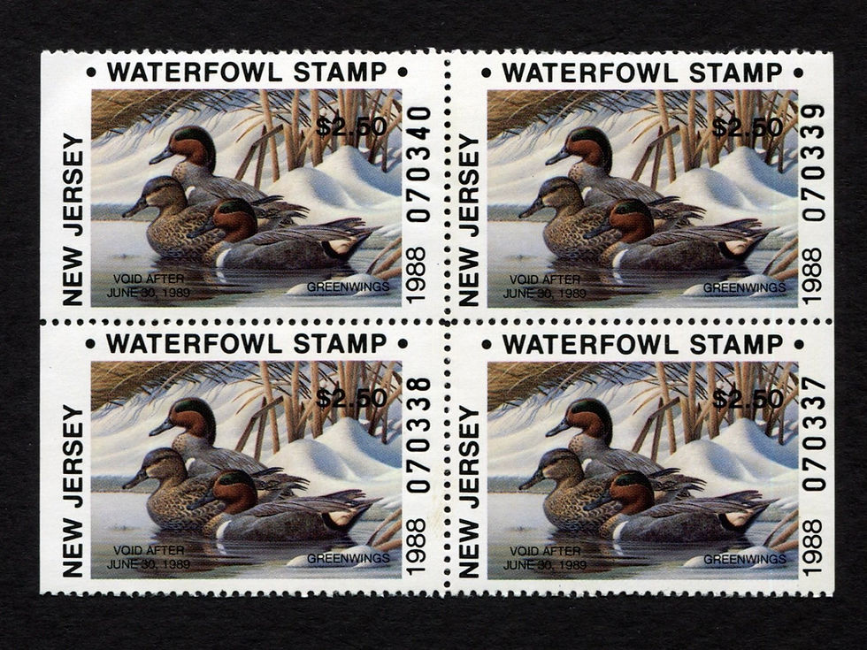 New Jersey NJ5 1988 Green-winged Teal Block of 4