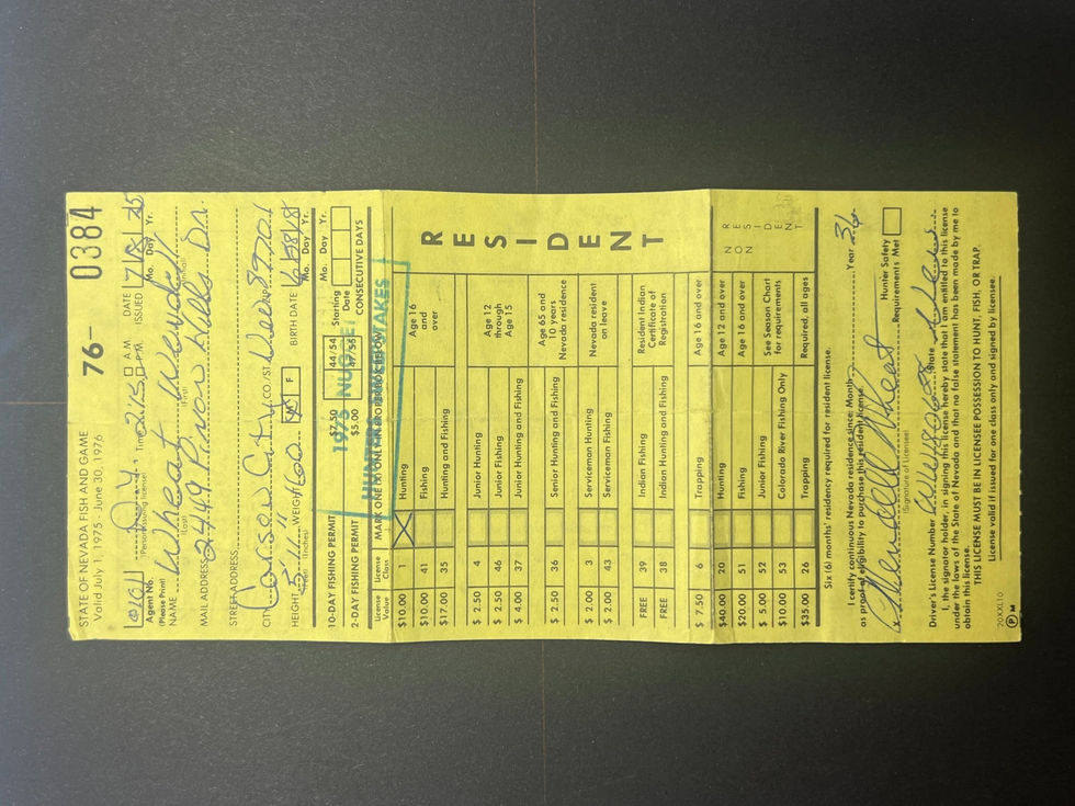 Nevada 1976 Resident Hunting 0384, no stamps