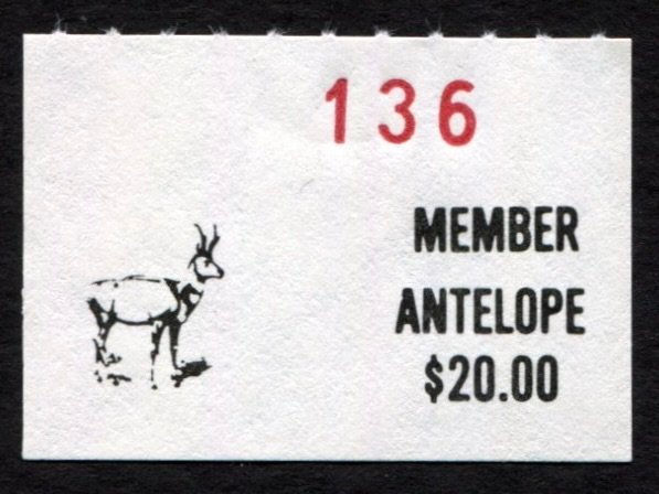 PR16B - Pine Ridge 1988-92 $20 Antelope Member Stamp