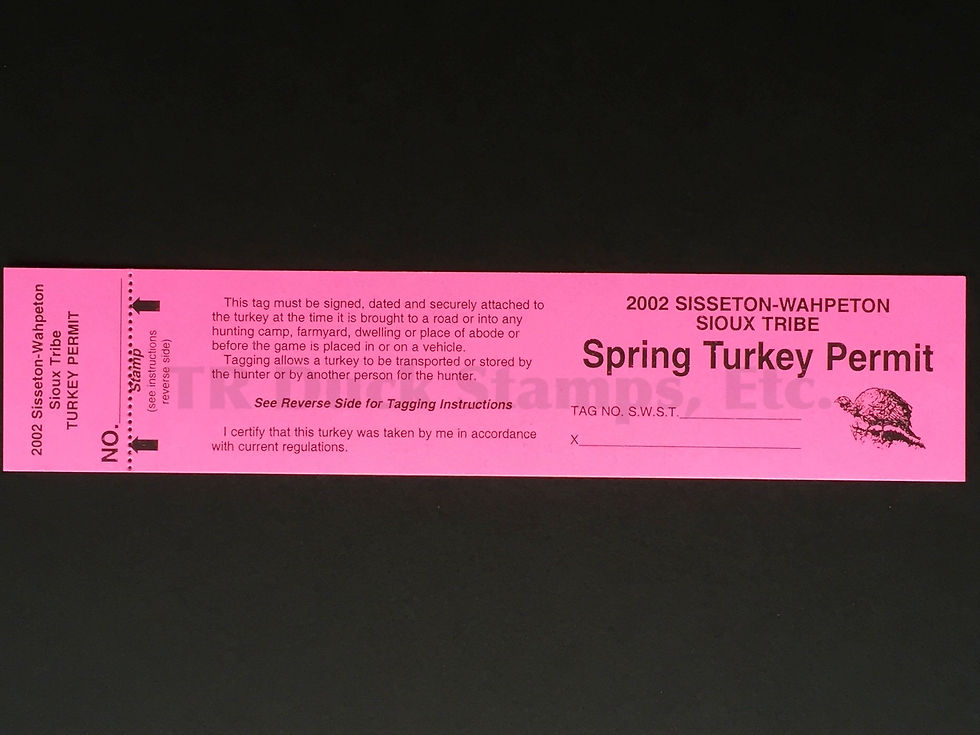 LTD102 Lake Traverse 2002 Spring Turkey Permit Tag