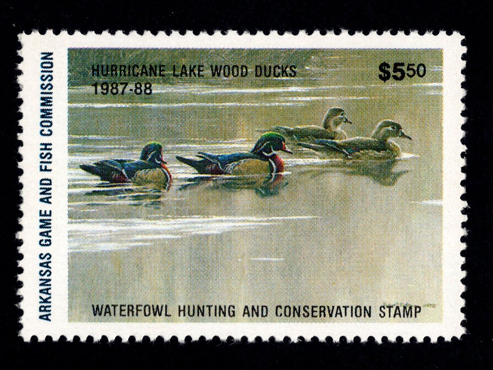 Arkansas 1987 AR7A Hurricane Lake Wood Ducks $5.50 denomination