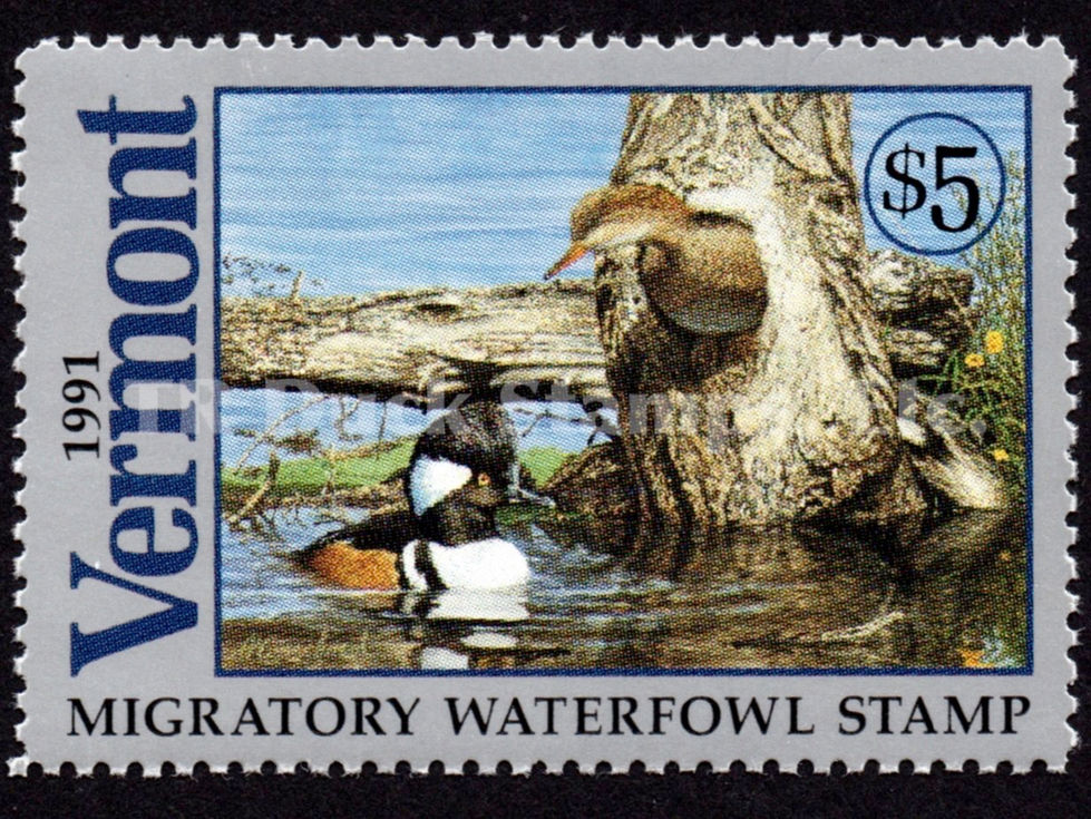 Vermont 1991 VT6 Hooded Mergansers Duck Stamp