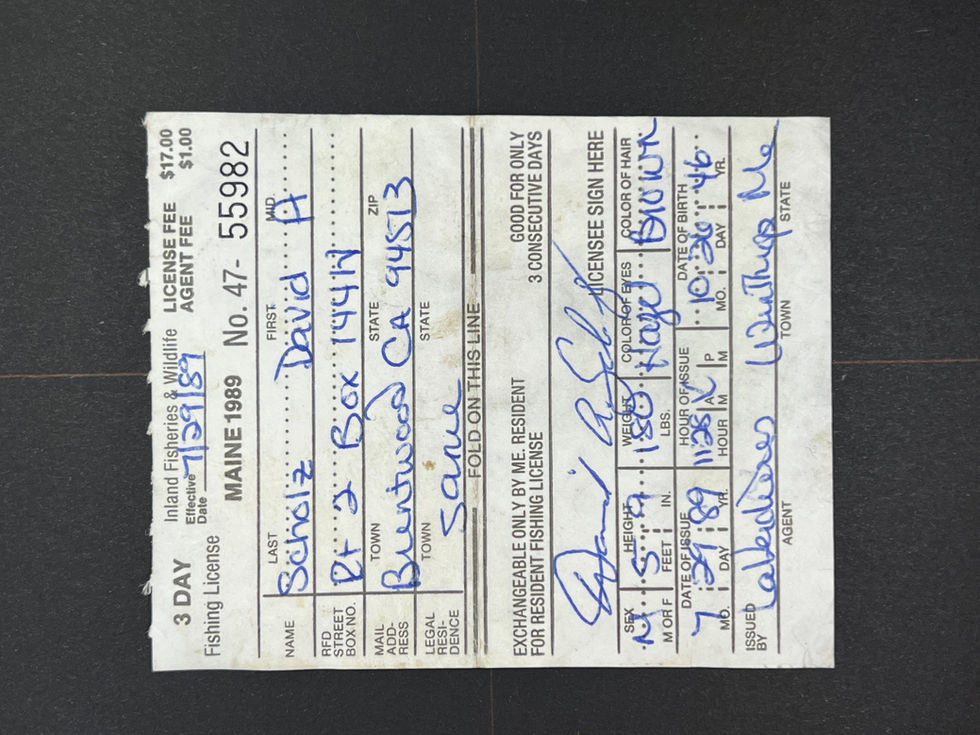 Maine 1989 Non-Resident 3-Day Fishing 47-55982, no stamps