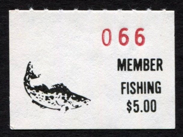 PR12B - Pine Ridge 1988-92 $5 Fishing Member, S/N 066 SCARCE Stamp