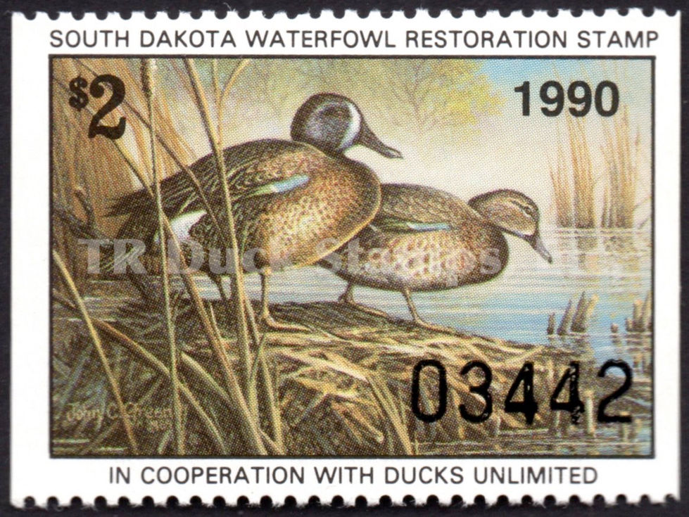 South Dakota 1990 SD8 Blue-winged Teal Duck Stamp