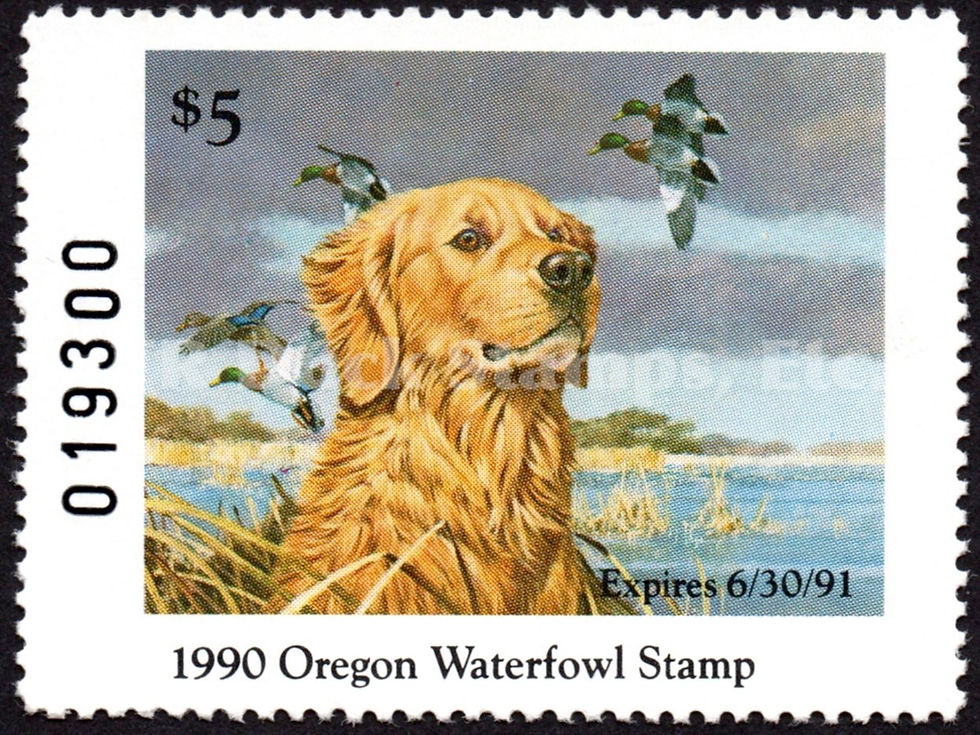 Oregon 1990 OR7 Golden Retriever Duck Stamp