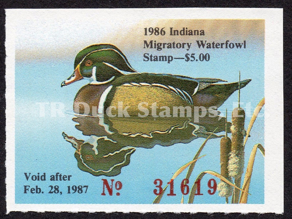 Indiana 1986 IN11 Wood Ducks, Artist Ronald J. Louque