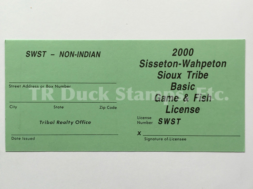 LTDL00NI Lake Traverse 2000 Game & Fish License Non-Indian Tag