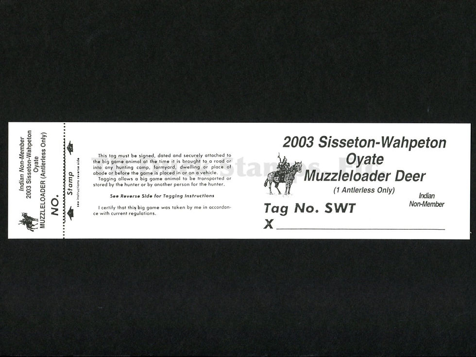 LTD108 Lake Traverse 2003 Muzzleloader Indian Non-Member Tag