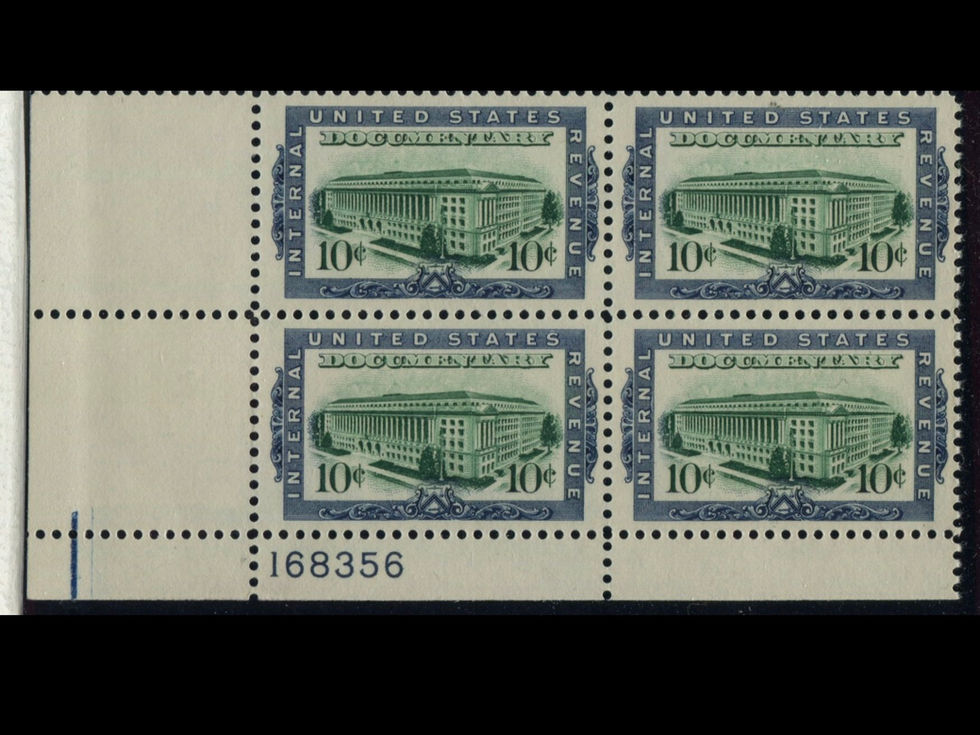 R734 Documentary block of 4 Revenue Tax Stamp