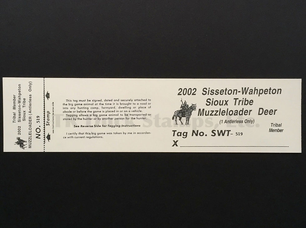 LTD94 Lake Traverse 2002 Muzzleloader Tribal Mem Tag