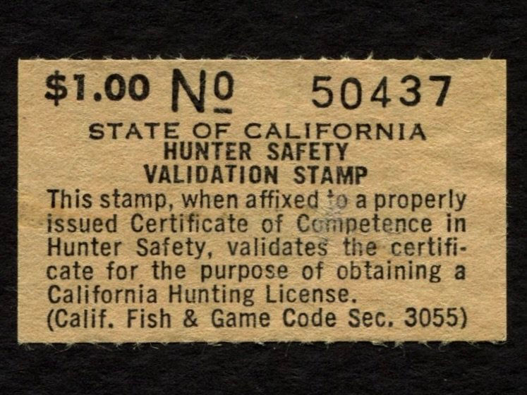 1970s California Hunter Safety Validation Stamp