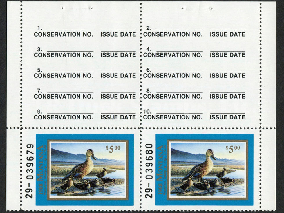 Montana 1988 MT3AP Mallards, Pair Duck Stamp