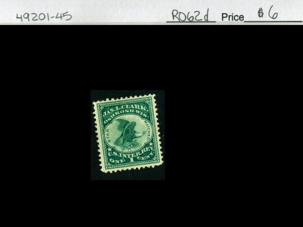 RO62d Jas L Clark, Star Matches Private Die Match Stamp
