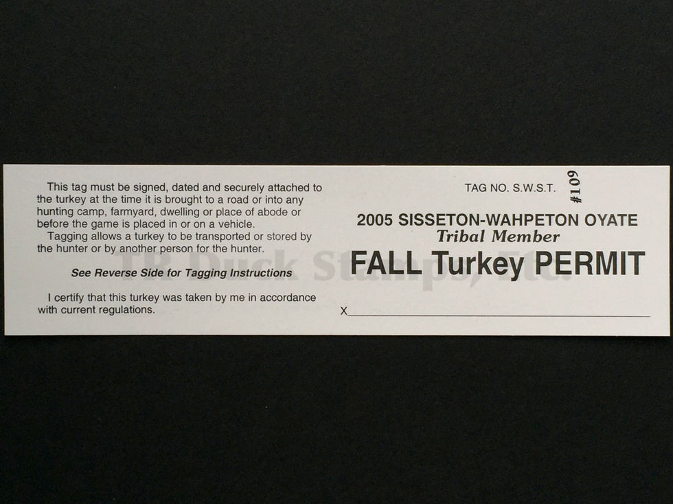 LTD146 Lake Traverse 2005 Fall Turkey Tribal Member Tag
