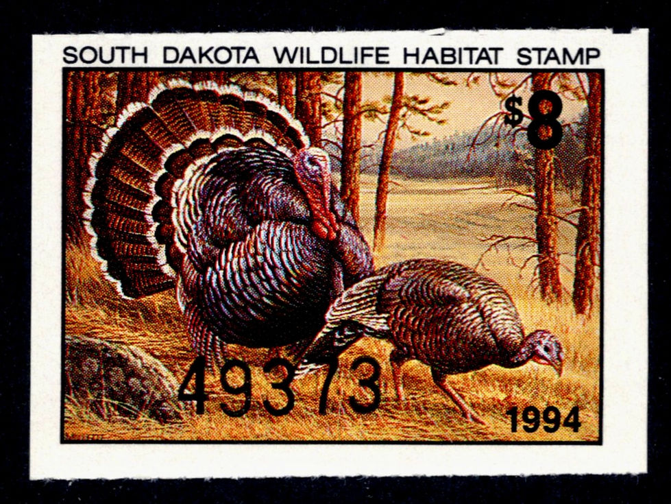 South Dakota 1994 Wild Turkey SDH6 Wildlife Habitat Stamp