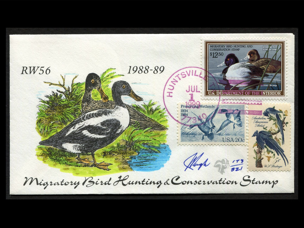 1989 RW56 Duck Stamp Pugh Cachet FDC - Lesser Scaup