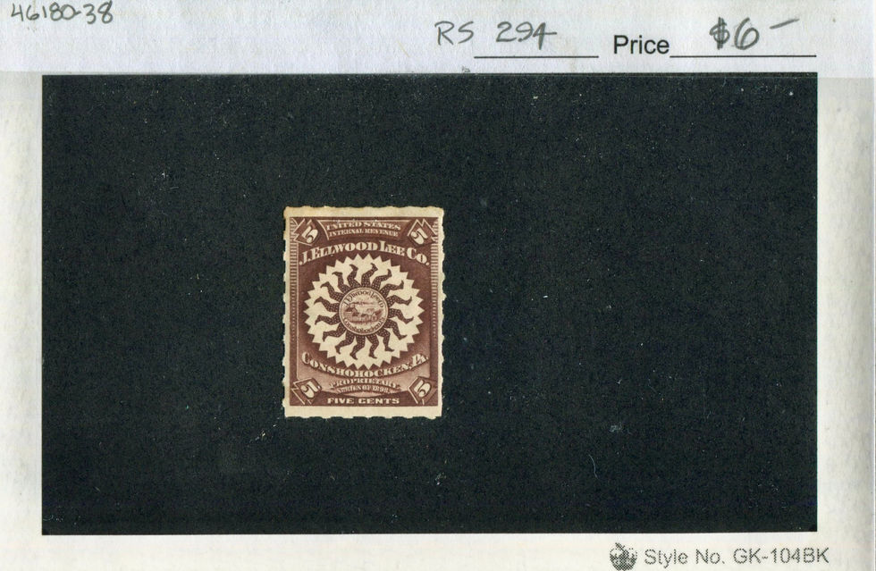 RS294p J Ellwood Lee Co., unused Private Die Medicine Stamp