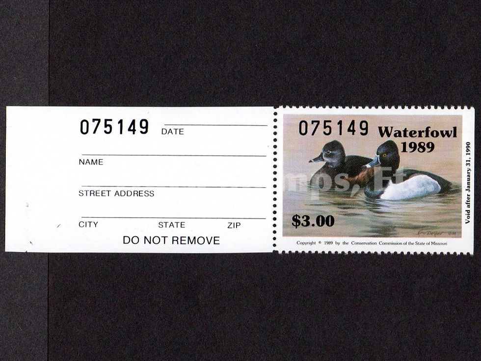 Missouri 1989 MO11T Ring-necked Ducks, Tab