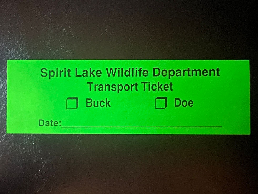 Spirit Lake Deer Transport Ticket
