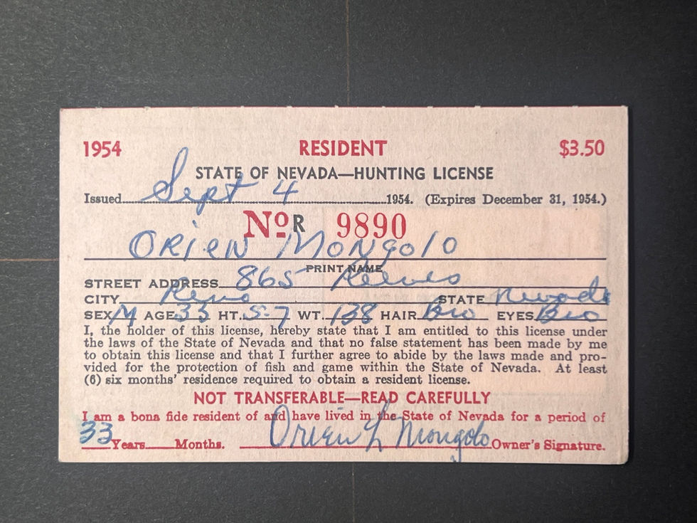 Nevada 1954 Resident Hunting 9890, 1 RW stamp