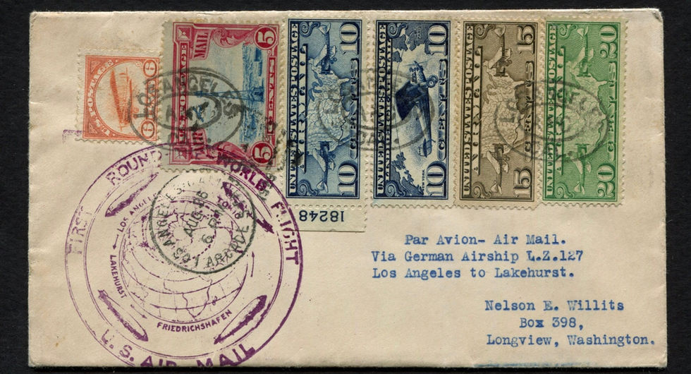 Aug 26 1929 LZ127 Los Angeles to Lakehurst, 6 stamps