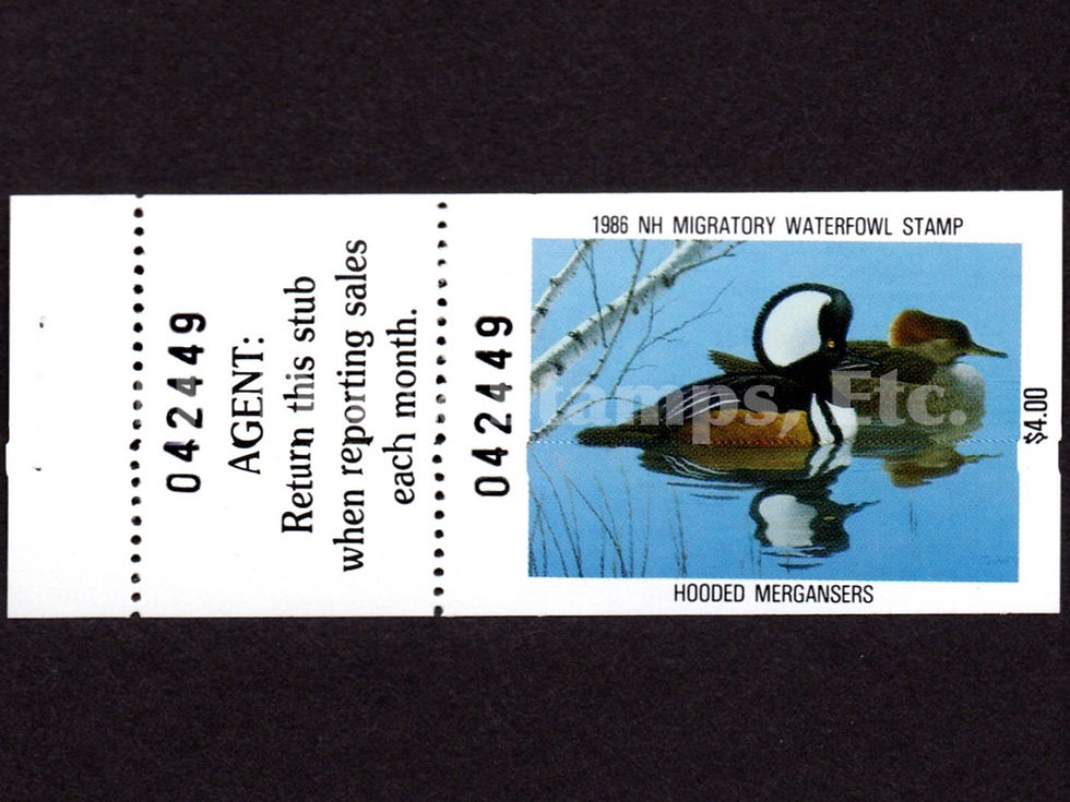 New Hampshire NH4H 1986 Hooded Mergansers, Tab Duck Stamp