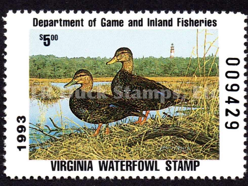 Virginia 1993 VA6 Black Ducks Duck Stamp