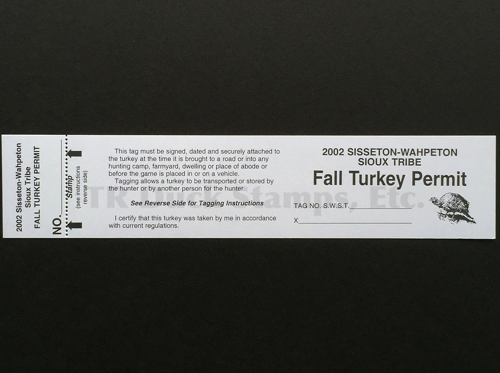 LTD103 Lake Traverse 2002 Fall Turkey Tag