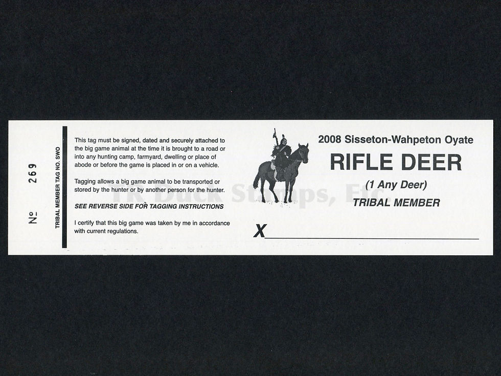 LTD184 Lake Traverse 2008 Rifle Deer Tribal Member Tag