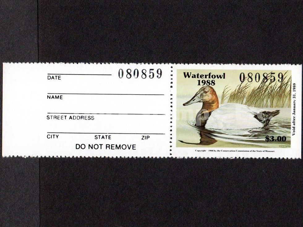 Missouri 1988 MO10T Canvasbacks, Tab