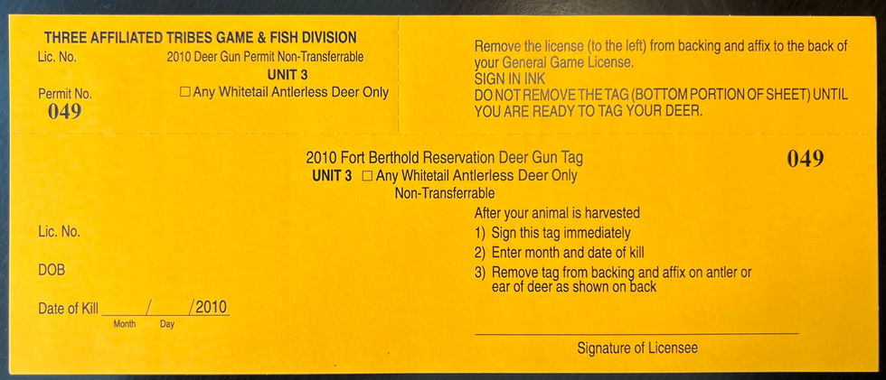 TTD123 Fort Berthold 2010 Whitetail Antlerless Deer Unit 3 LAST ONE