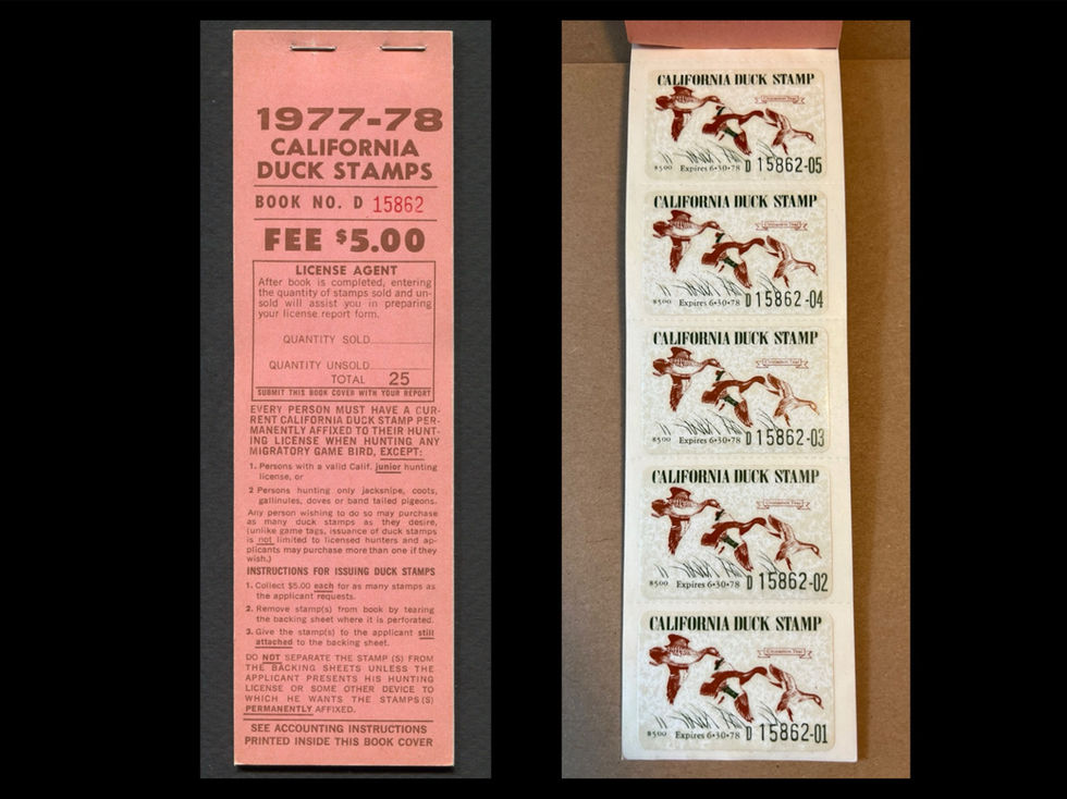 California 1977 Duck Stamp CA7a $5 COMPLETE BOOKLET of 25 stamps MNH Strips of 5
