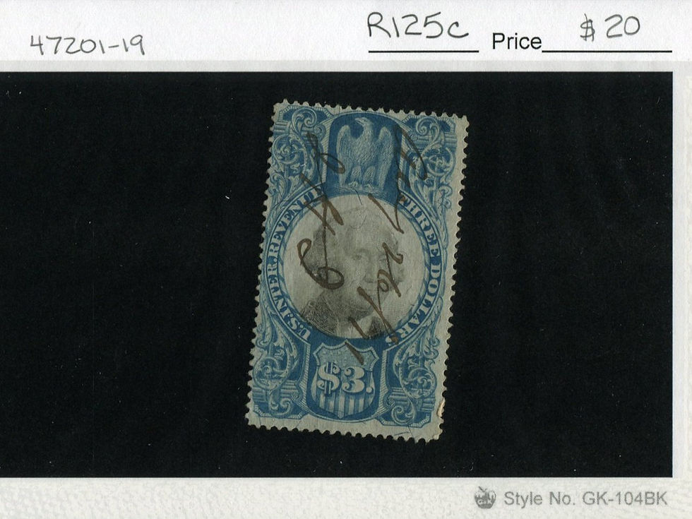 R125c Revenue $3 Revenue Tax Stamp