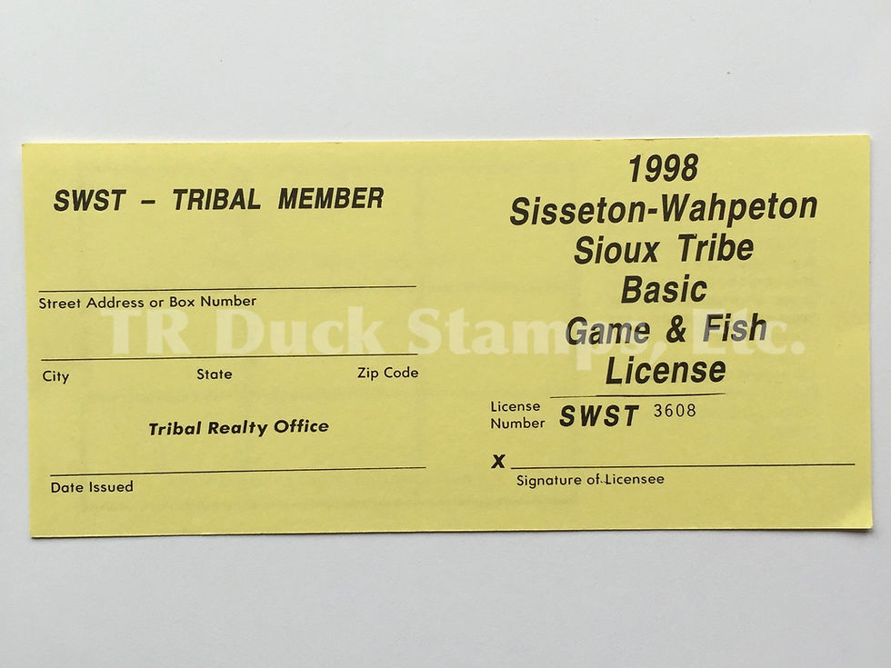 LTDL98TM Lake Traverse 1998 Game & Fish License Tribal Member Tag
