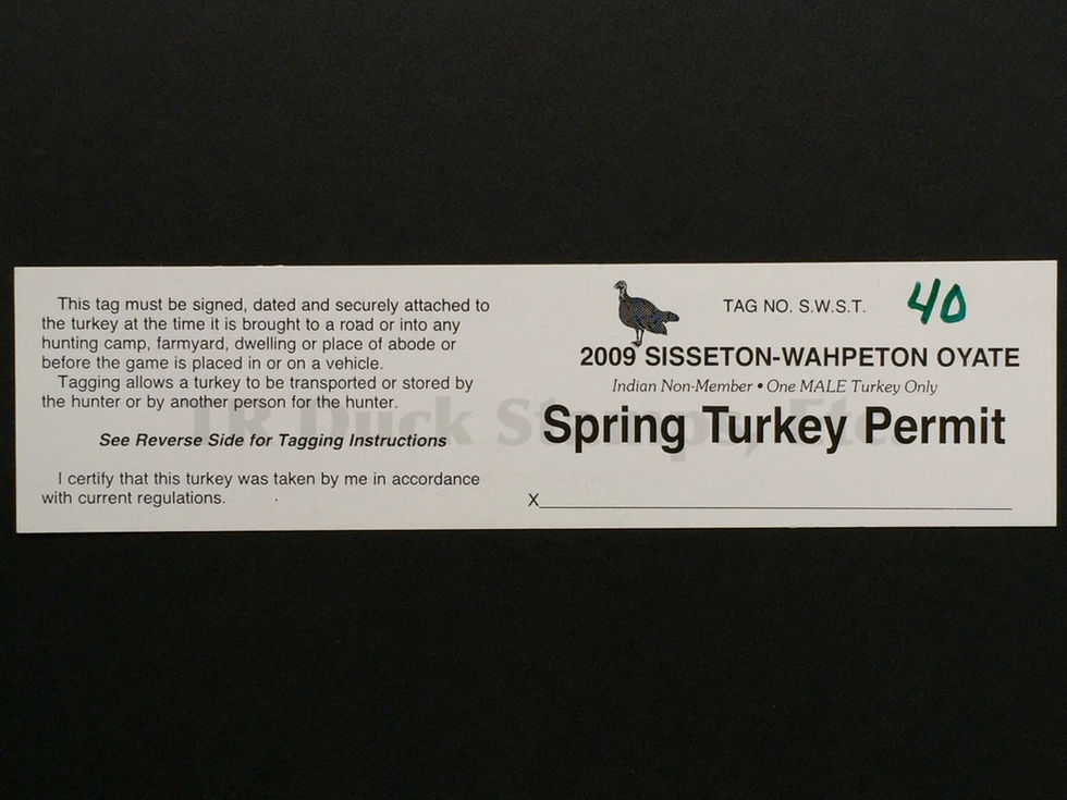 LTD206 Lake Traverse 2009 Spring Male Turkey Indian Non-Member Tag