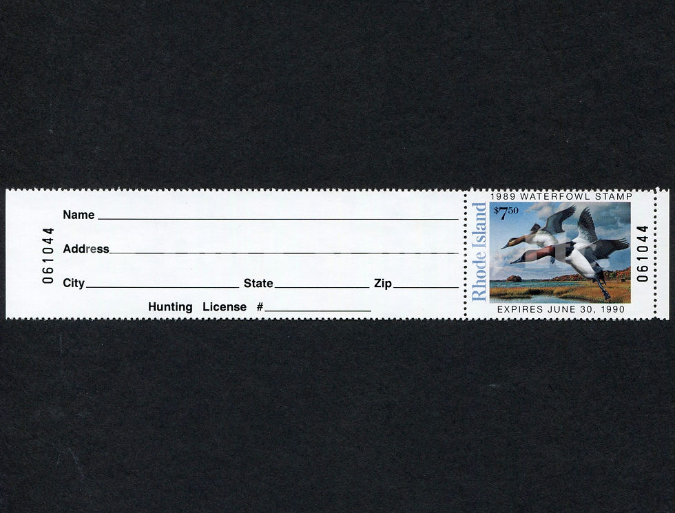 Rhode Island 1989 RI1A Canvasbacks w/Tab Duck Stamp