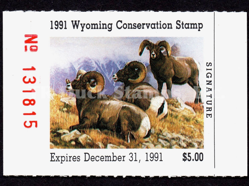 1991 Wyoming WY8 Conservation Stamp Bighorn Sheep