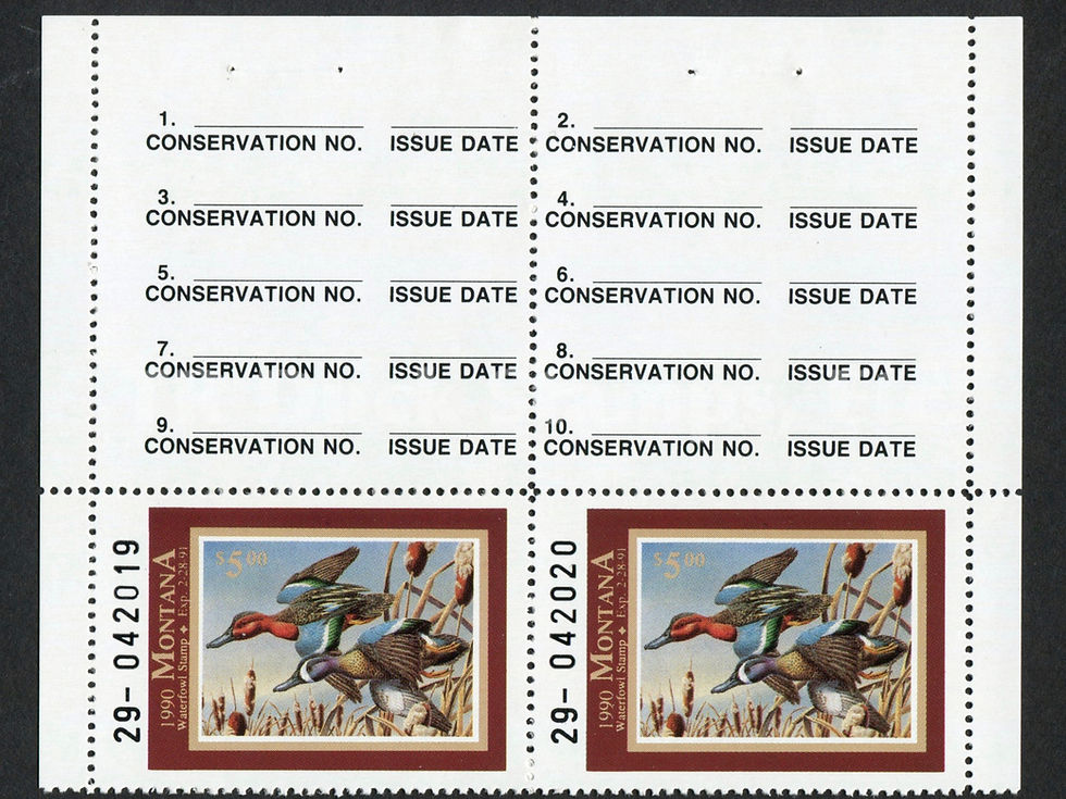 Montana 1990 MT5AP Cinn/Blue Winged Teal, Pair Duck Stamp