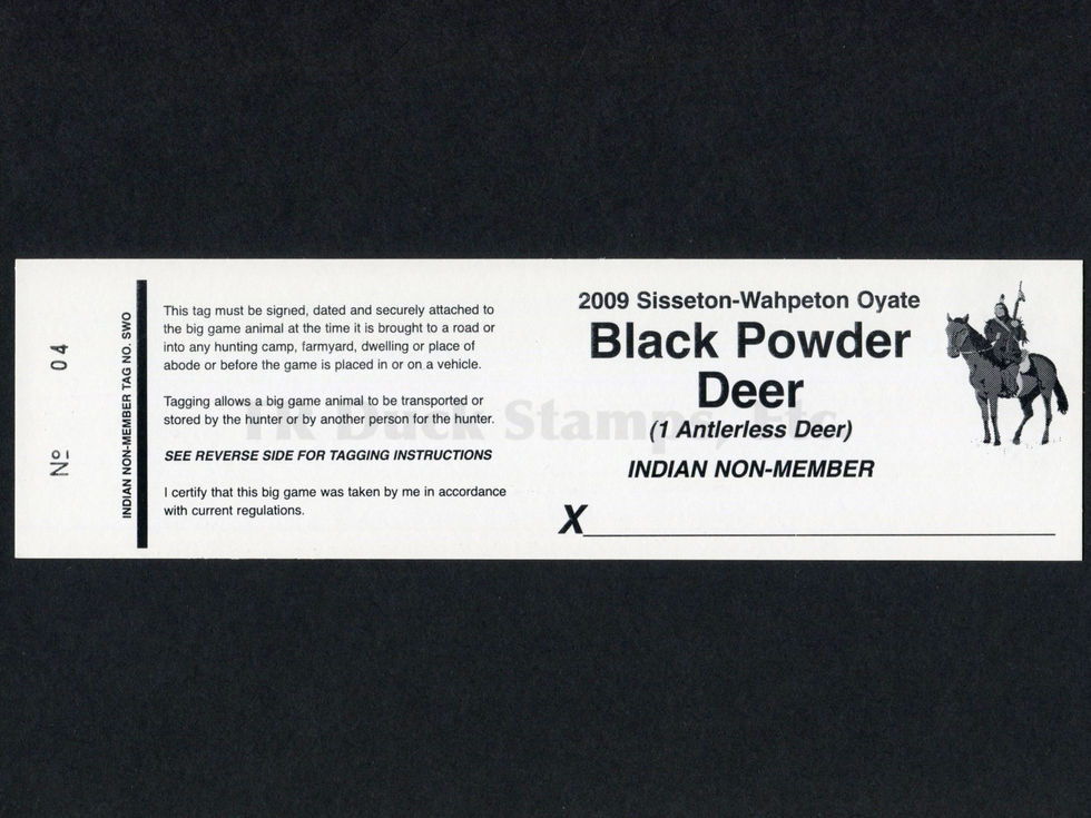 LTD197 Lake Traverse 2009 Black Powder Deer Antlerless Indian Non-Member Tag