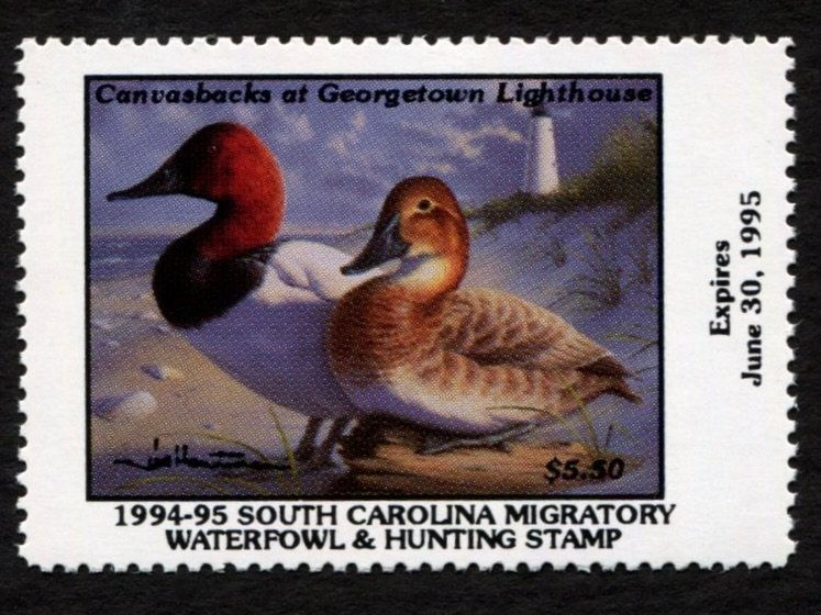 South Carolina 1994 SC14 Canvasbacks Duck Stamp