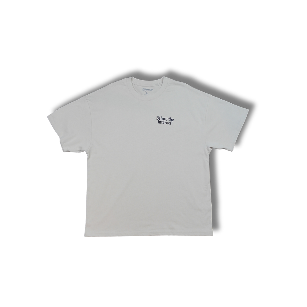 Thumbnail: White Before The Internet T Shirt with chest logo.