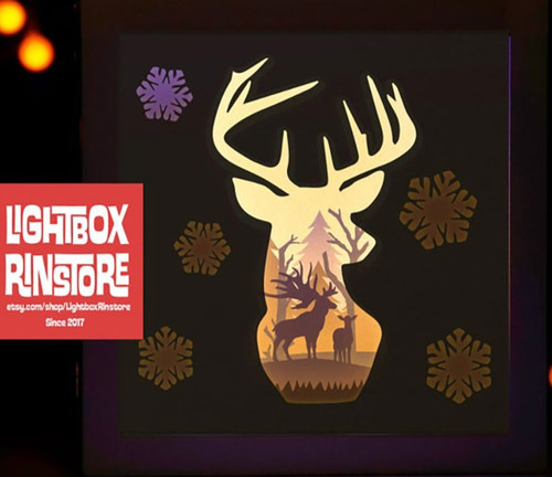 Download Bogo 23 Snow Deer Paper Lightbox 3d Shadow Box Template Svg Files Rinstore