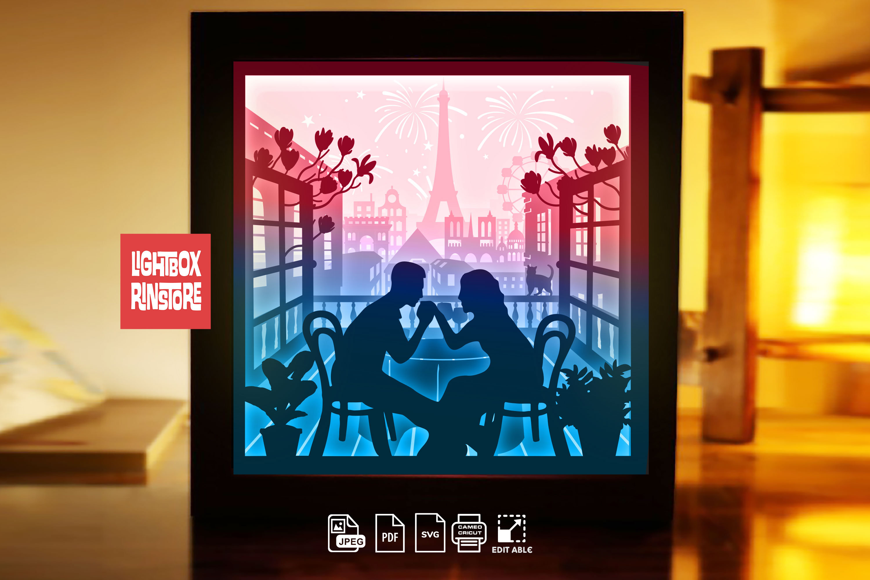 Download Papercut 3d Layered Light Box Wedding Love Pair Lightbox Template Romantic St Valentine Shadowbox Paper Cutting Template Svg Png Pdf Files Clip Art Art Collectibles