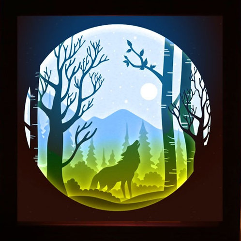 Download BOGO #148 Wolf ,Papercut lightbox 3D Shadow box Template ...