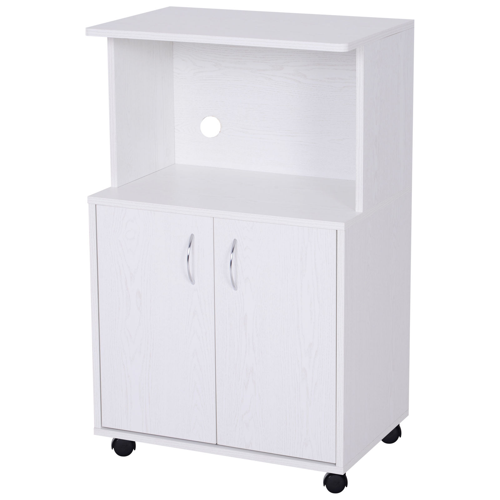 Freestanding Kitchen Buffet Hutch Cupboard have wheels with 2 Doors、1 open shelf